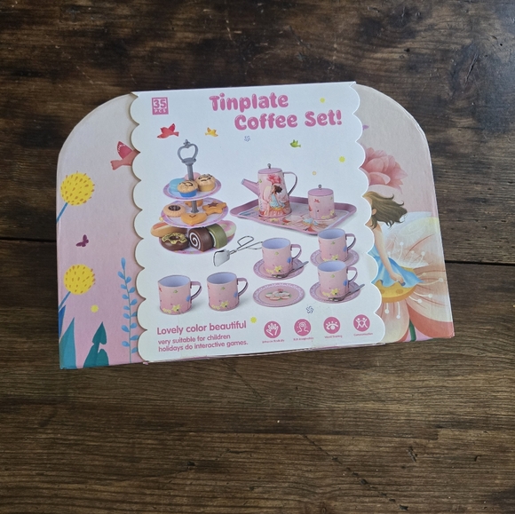 Girls Tea Set Amazon Multicolor Tinplate Coffee Set for Kids - Picture 1 of 6